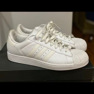 Adidas all white superstars